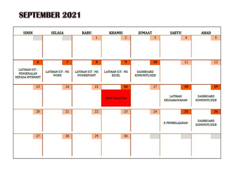 JADUAL AKTIVITI SEPT 21